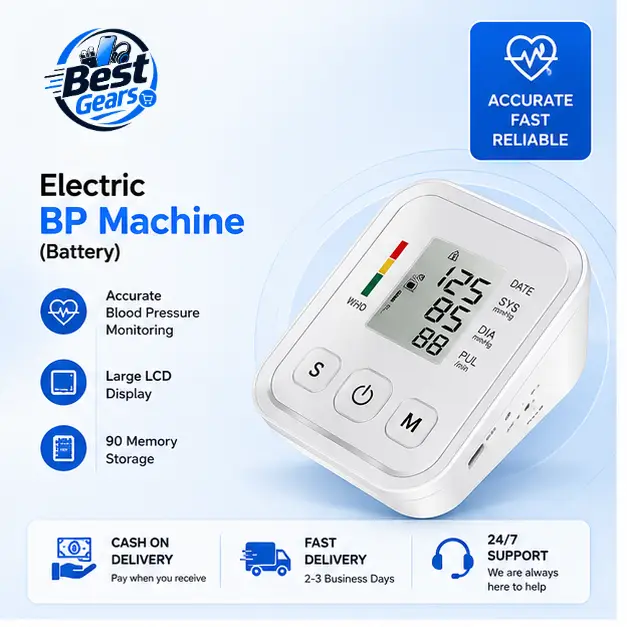 Smart Battery Operated Digital Blood Pressure Machine with Fast Automatic Measurement & Memory Storage