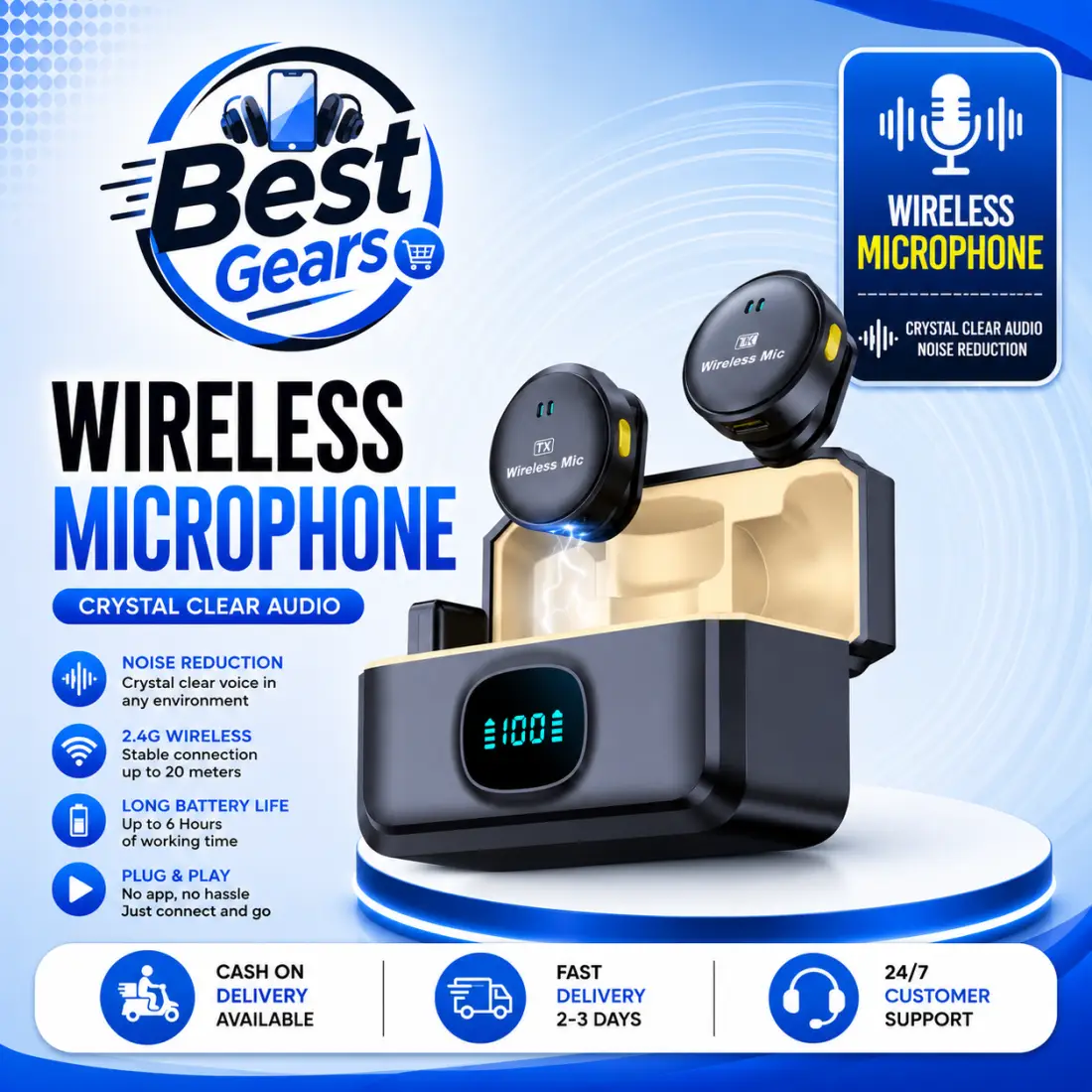Q8 Professional Wireless Clip Microphone for iPhone Lightning Devices with Noise Reduction