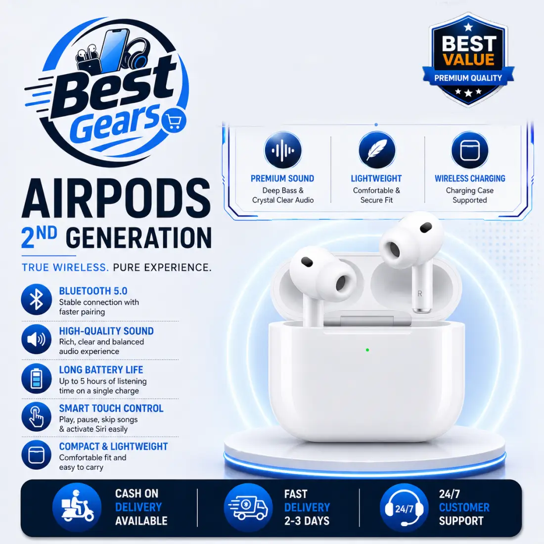 Apple AirPods Pro (2nd Generation) Advanced Wireless Earbuds with H2 Chip, USB-C Charging Case