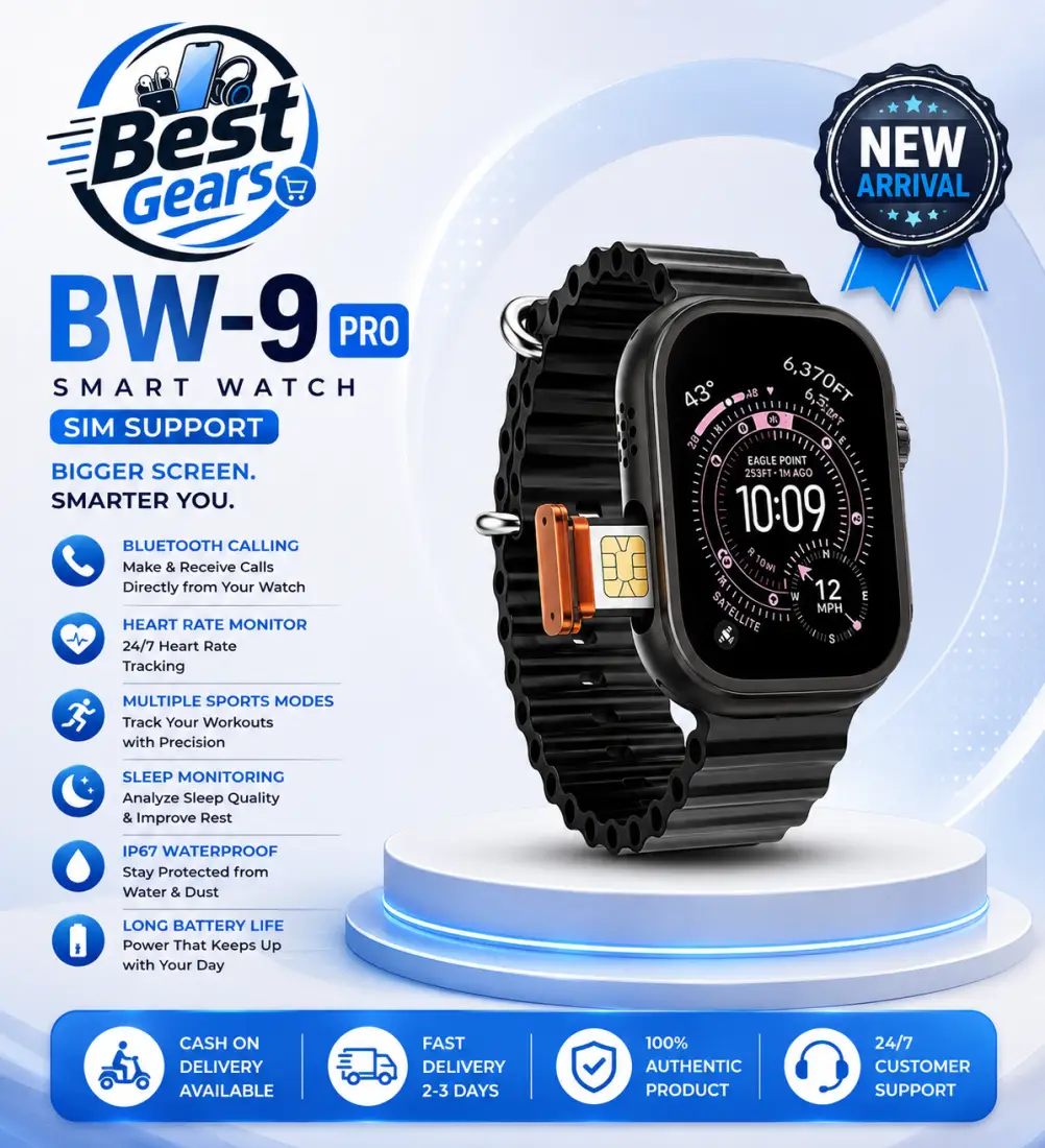 BW9 Pro CamSim Smart Watch with 4G Calling, HD Touchscreen, Camera, Fitness Tracker & Smart Notifications