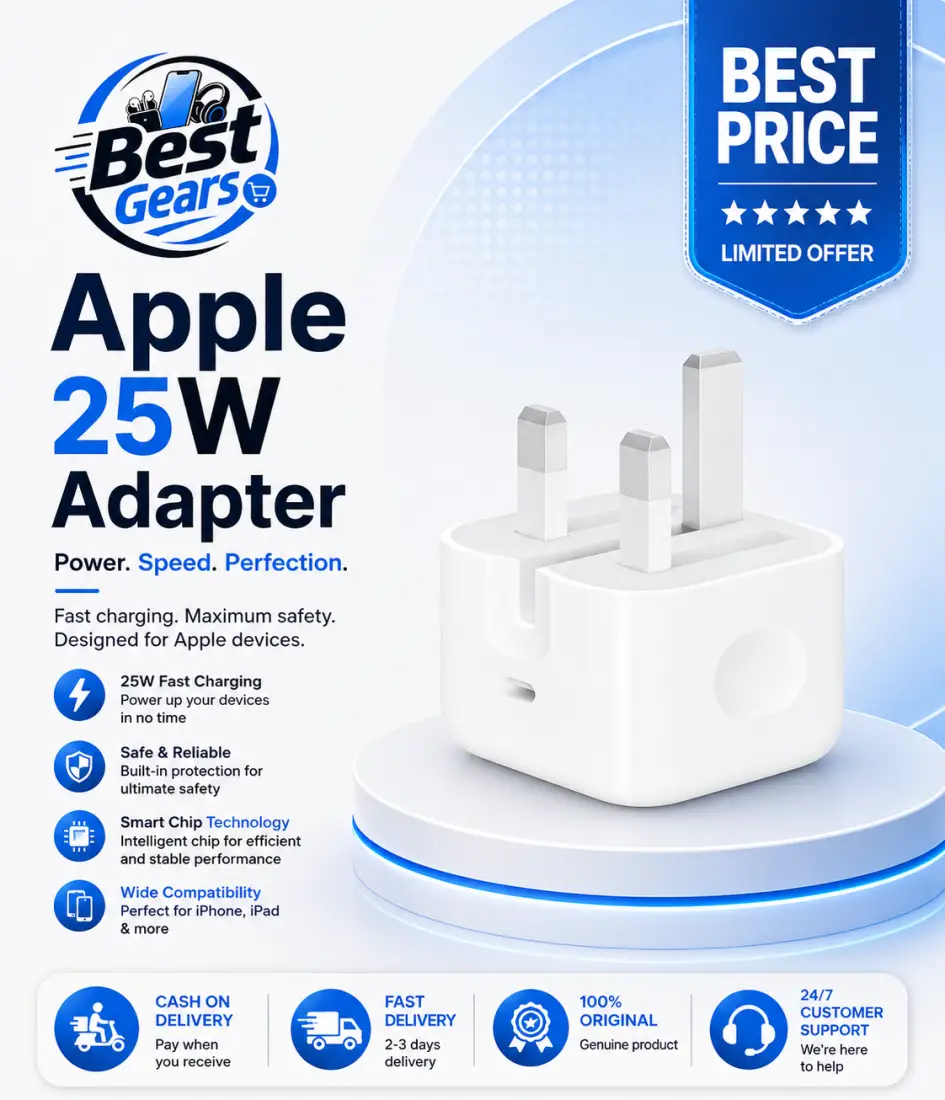 Apple 25W USB-C Power Adapter (3-Pin) High-Speed Fast Charging Charger