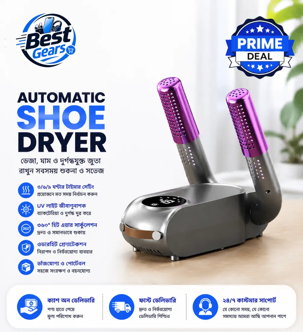 Automatic 2-Leg Smart Shoe Dryer Electric Footwear Dryer with Fast Heating, Timer