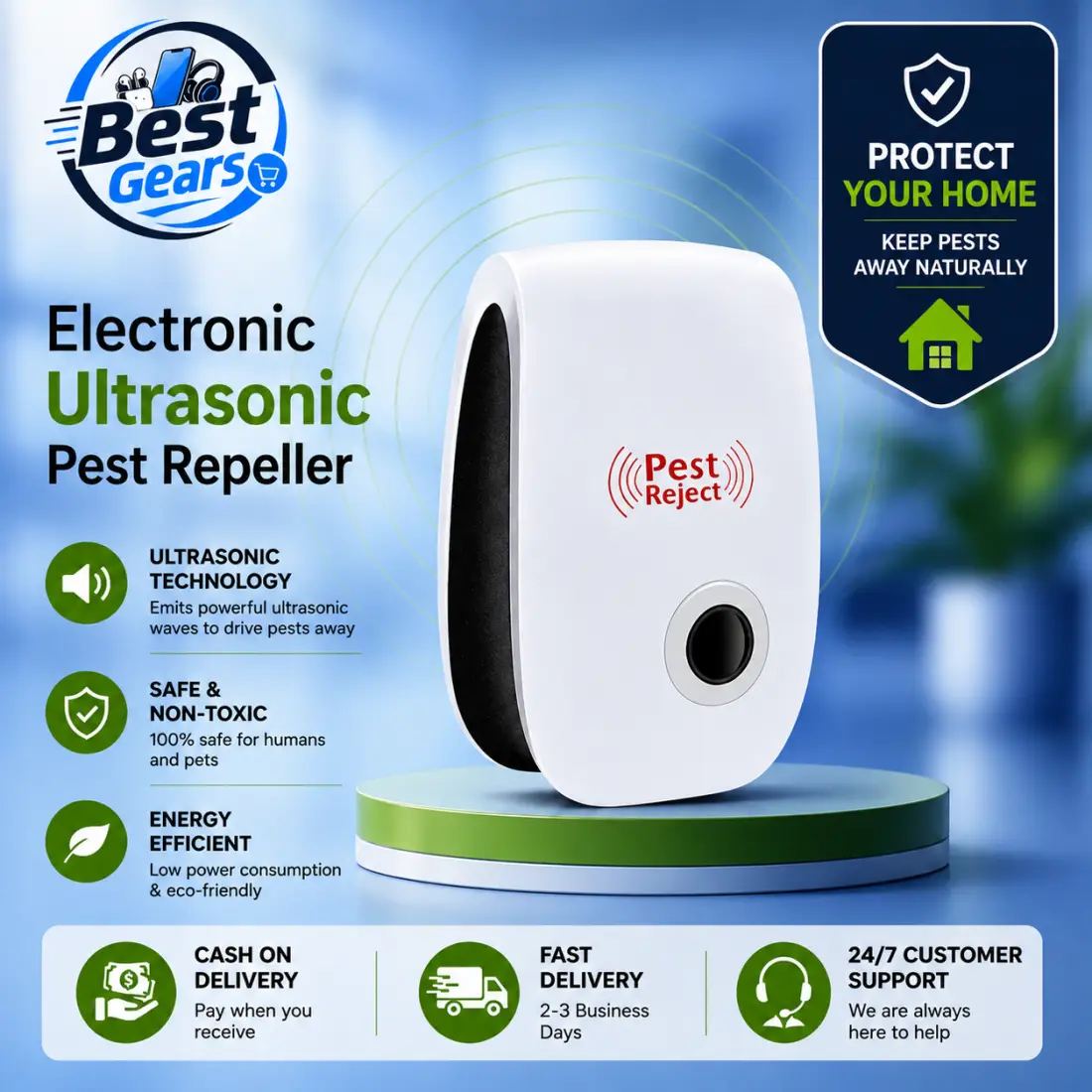 Ultrasonic Electronic Pest Repeller for Home, Office & Warehouse – Safe Plug-in Insect and Rodent Control Device