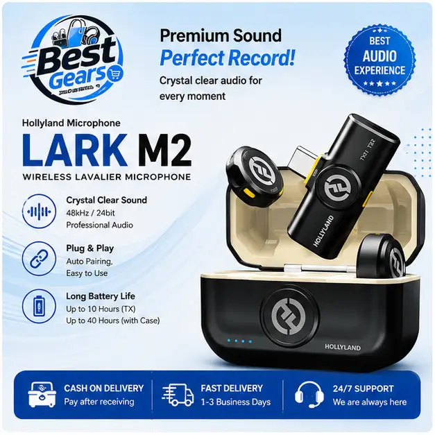 Hollyland LARK M2 – Professional-Style Wireless Mic for Vlogging, Interviews & Streaming