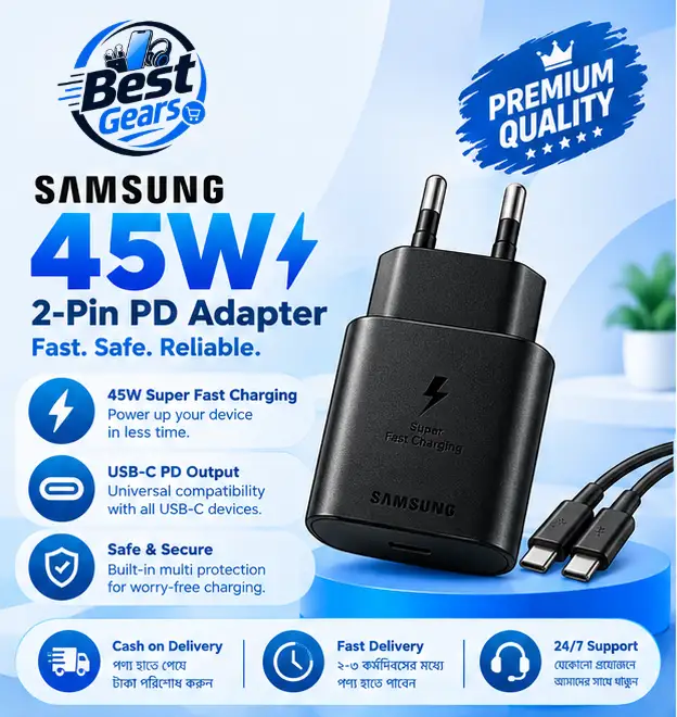 Samsung 45W 2-Pin Fast Charger – Powerful & Efficient Charging Solution