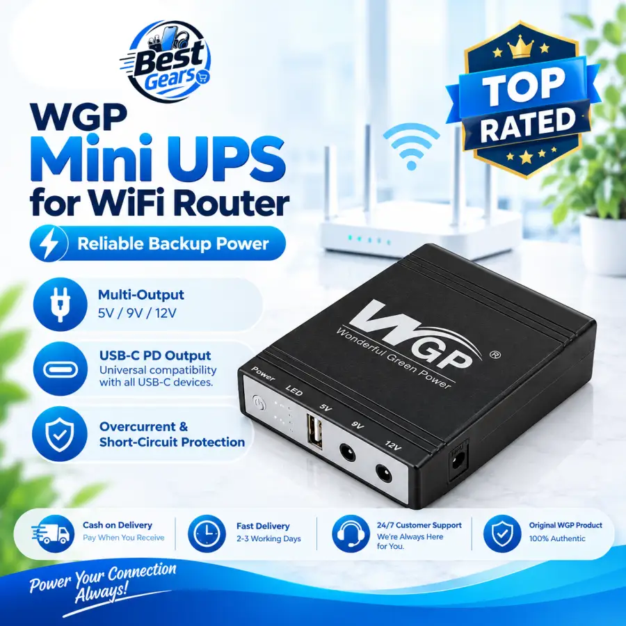 WGP Router Backup Power Station – Rechargeable Mini UPS for WiFi & Modem