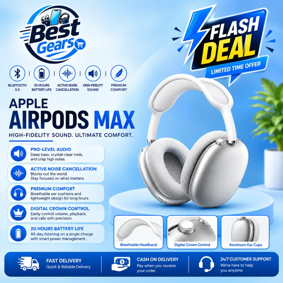 Apple AirPods Max Premium Wireless Over-Ear Headphones with Immersive Audio & ANC